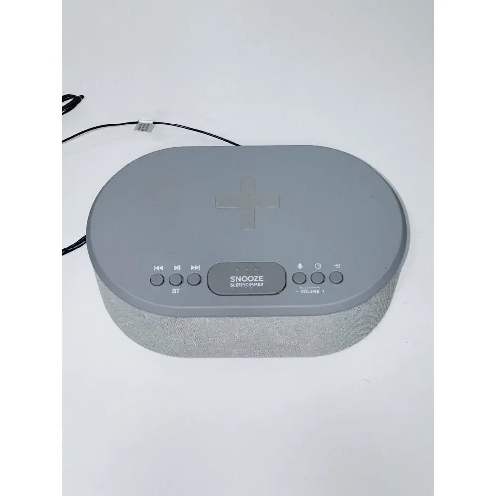 i-Box Dawn Bedside Alarm Clock w Wireless Charging Gray Charging Cable Tested
